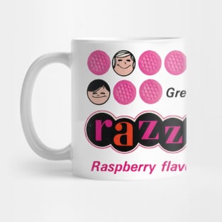 Razzles Raspberry Flavor Gum - First a Candy, then a Gum !!! Distressed - Vintage Style Mug